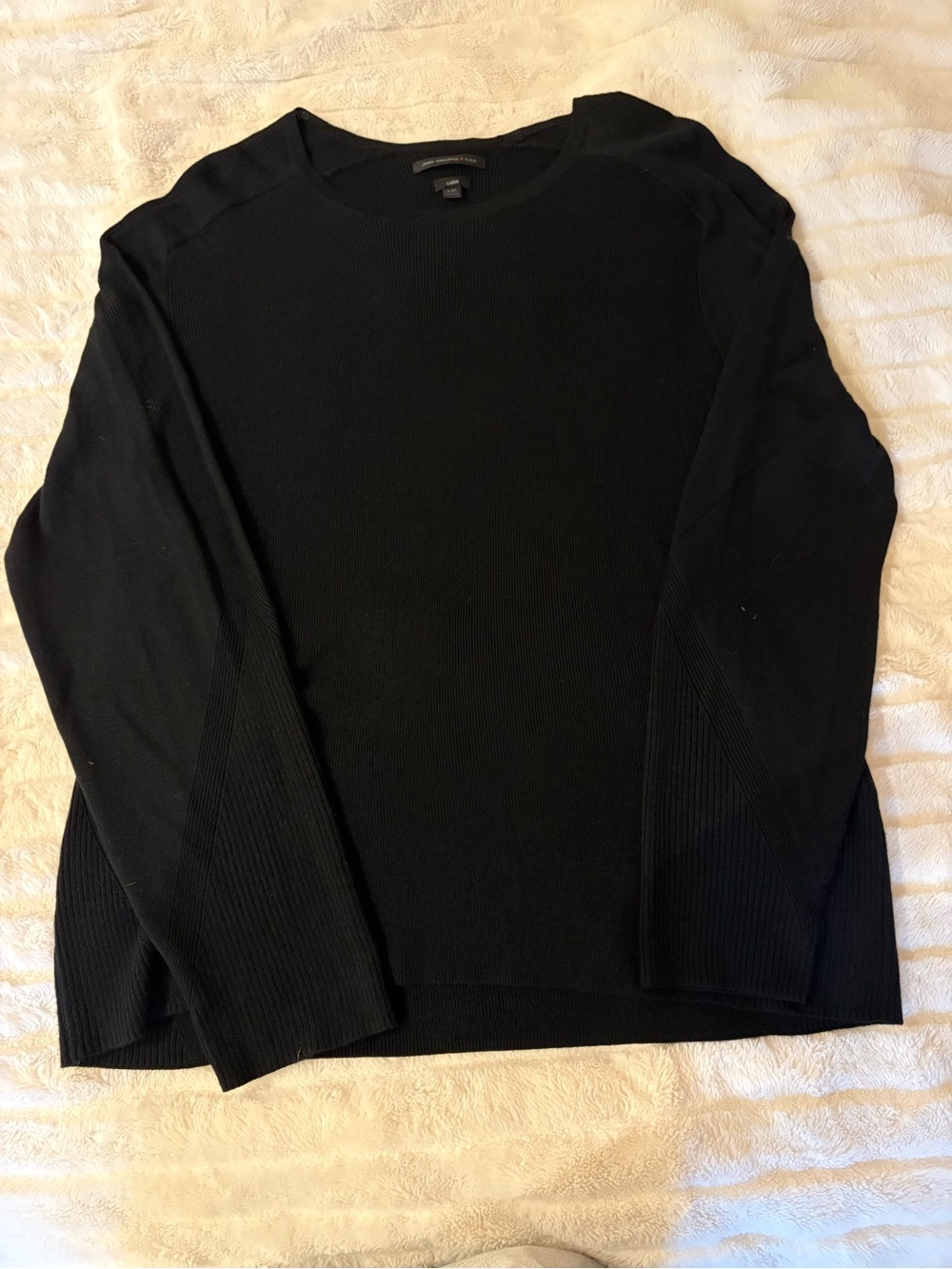 John Varvatos Black Ribbed Wool Sweater